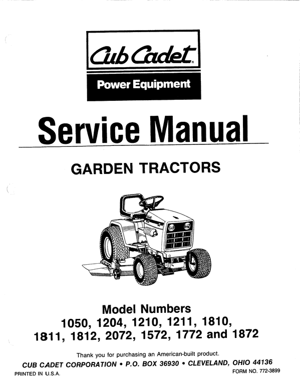Product picture 1986-1989 Cub Cadet Garden  and Super Tractor Service Manual
