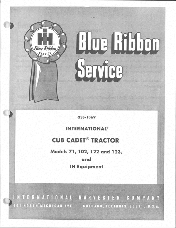 Product picture International IH 71 102 122 123 Tractor Service  Manual