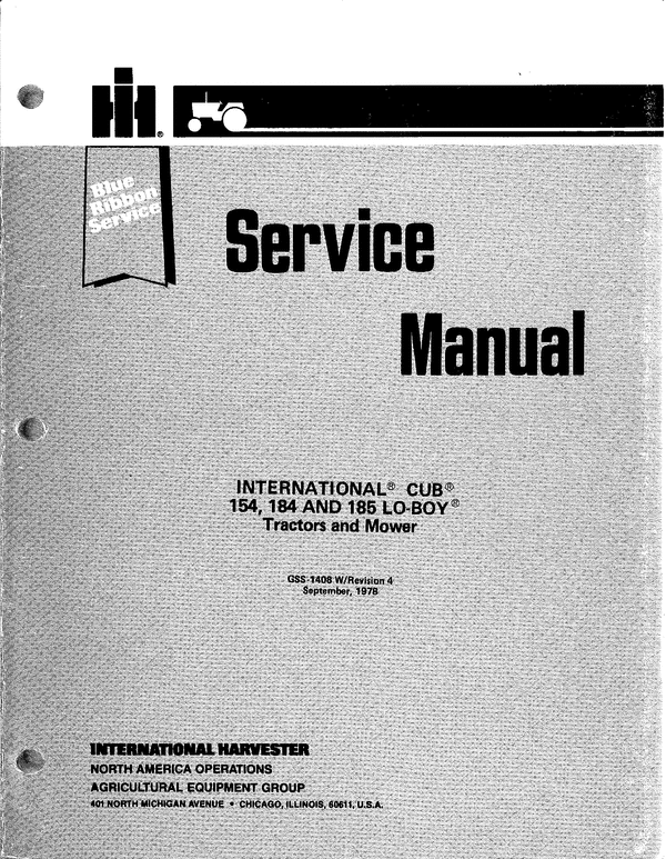 Product picture International Cub Cadet Lo-Boy 154 184 185 Tractor Manual